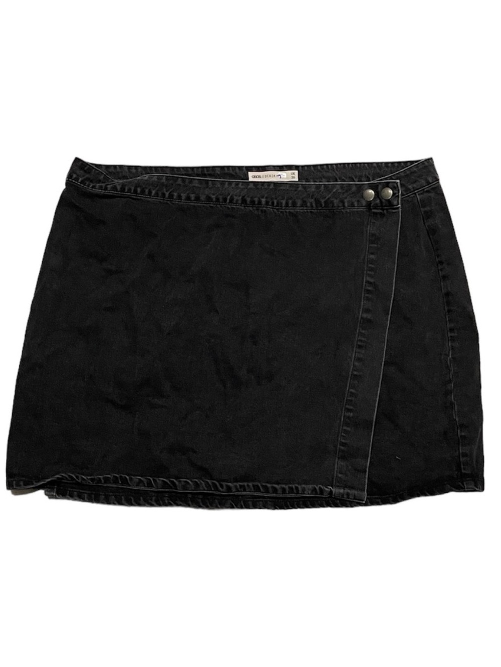ASOS Black Wrap-Style Mini Skirt with Snap Detail